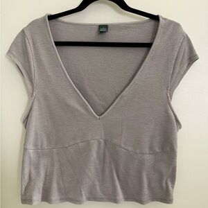 Wild Fable Gray V-Neck Crop Top